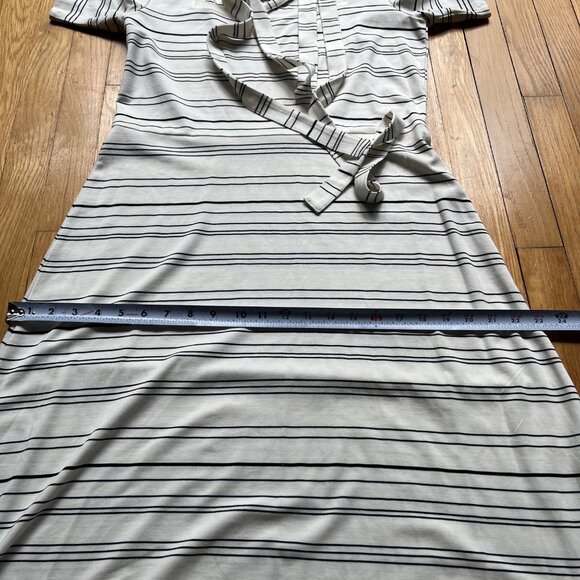 Club Monaco Size M Black White Egret Striped Square Neck Asymmetrical Midi Dress - Picture 5 of 16